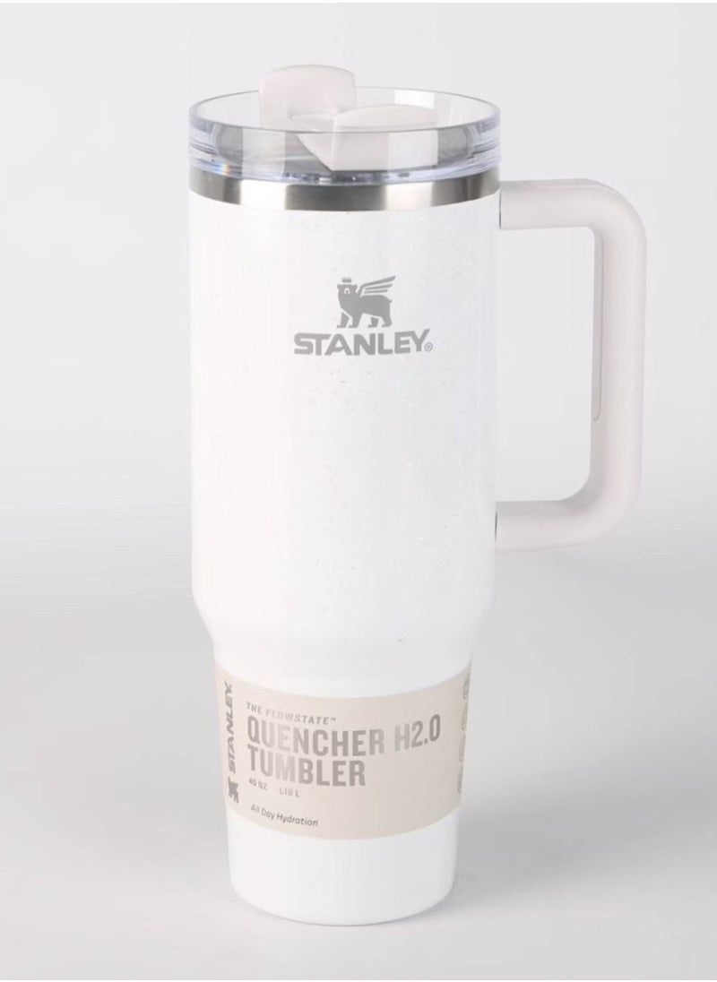 Stanley - Stanley H2.0 Stainless Steel Tumbler for Water, Iced Tea, Coffee, Smoothies 40 Oz, White - Image 1