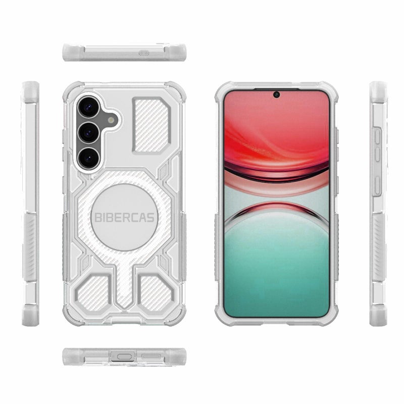 BIBERCAS For Samsung Galaxy S25 5G Transparent Color Series Magsafe Air Bag Shockproof Phone Case(White) - Image 2