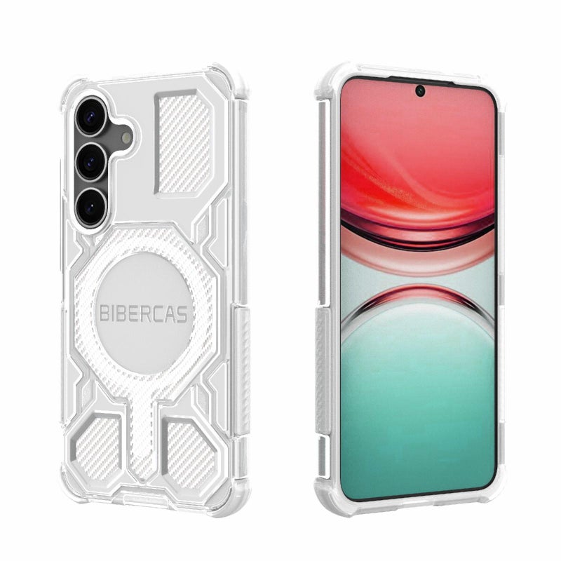 BIBERCAS For Samsung Galaxy S25 5G Transparent Color Series Magsafe Air Bag Shockproof Phone Case(White) - Image 1