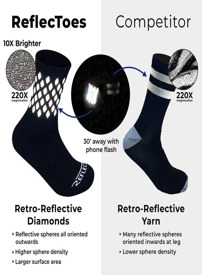 ReflecToes [3 Pair Reflective Socks [Pink, Green, Black] - High Visibility Running and Cycling Socks for Night Runners, Bikers, and Outdoor Athletes (XL) - Image 3