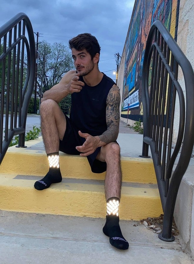 ReflecToes [3 Pair Reflective Socks [Pink, Green, Black] - High Visibility Running and Cycling Socks for Night Runners, Bikers, and Outdoor Athletes (XL) - Image 4