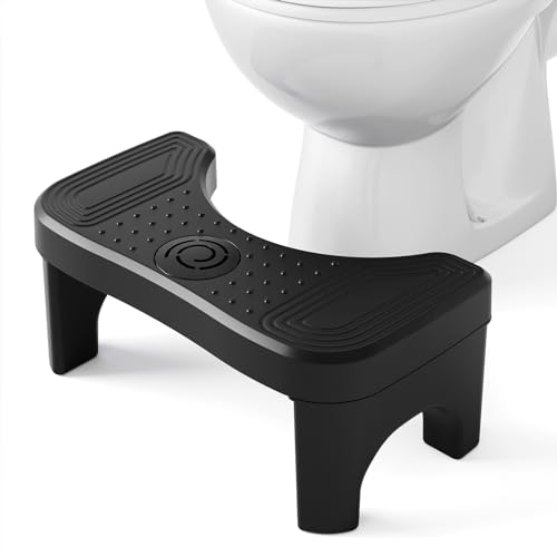 Recximi Black Toilet Stool Poop Stool Squat Adult Toilet Foot Rest Step Stool for Adults Portable Bathroom Stool for Pooping Portable Squatting Toilet Stand for Feet Healthy Gifts Black - Image 1
