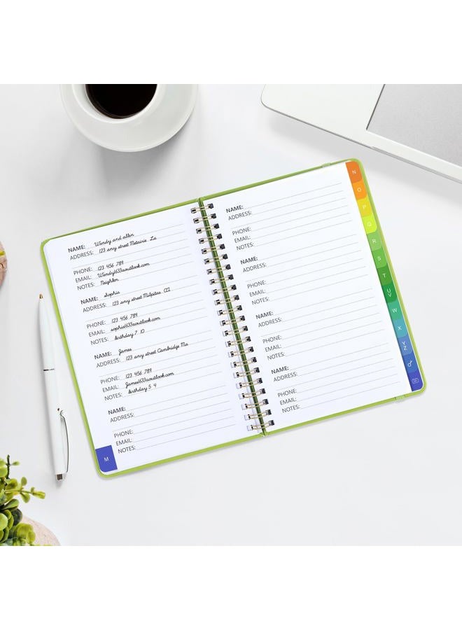 Blugool Address Book with Alphabetical Tabs-Address and Password Book for Seniors - Hardcover Spiral Bound Phone Book- Record Contacts,Website Login Passwords, Special Days -5.7" x 7.7", Grass Green - Image 4