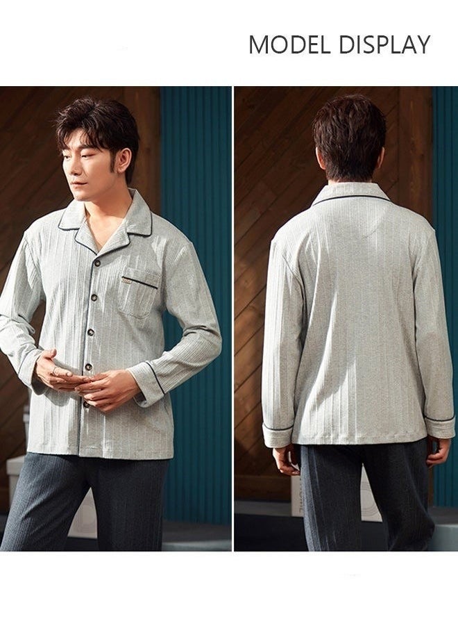 NIBEMINENT - Couple Pajamas Set Long Sleeves Sleepwear for Men and Women Cute Plus Size Loungewear Spring Autumn Home Clothes Gift Boyfriend Girlfriend Husband Wife - Image 1