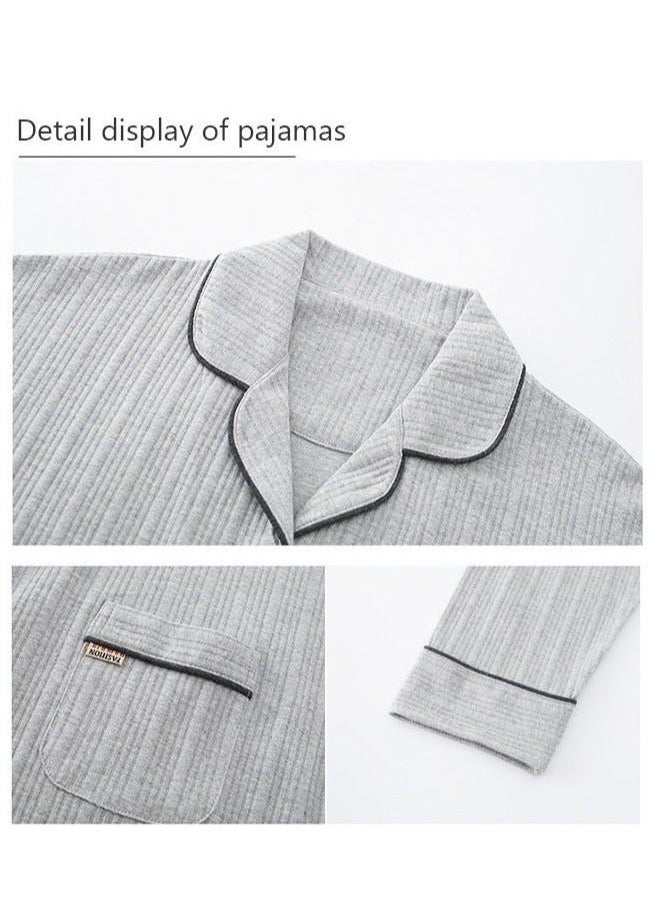 NIBEMINENT - Couple Pajamas Set Long Sleeves Sleepwear for Men and Women Cute Plus Size Loungewear Spring Autumn Home Clothes Gift Boyfriend Girlfriend Husband Wife - Image 1