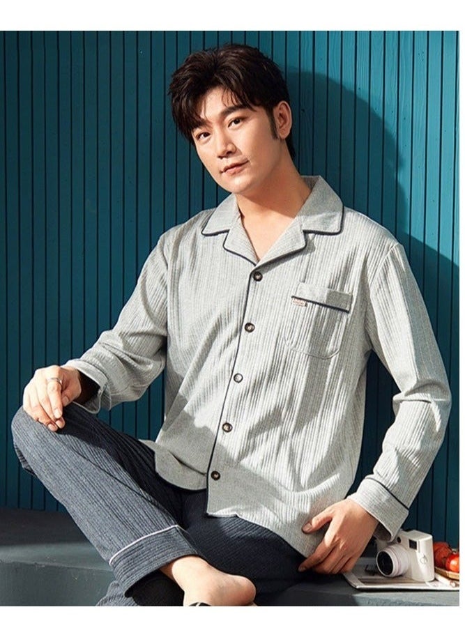 NIBEMINENT - Couple Pajamas Set Long Sleeves Sleepwear for Men and Women Cute Plus Size Loungewear Spring Autumn Home Clothes Gift Boyfriend Girlfriend Husband Wife - Image 1