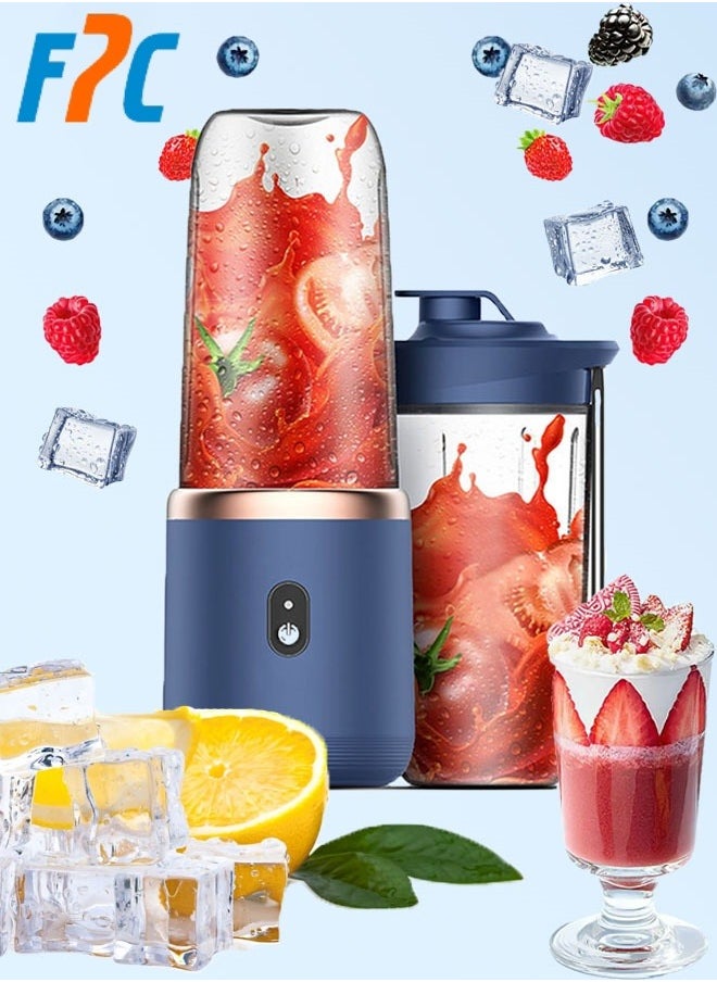 FPC 400ml Double Cup Portable Electric Juicerwith Stainless Steel Blade - Compact Fruit&Smoothie Blender for Kitchen, Easy to Use and Clean  - Image 1