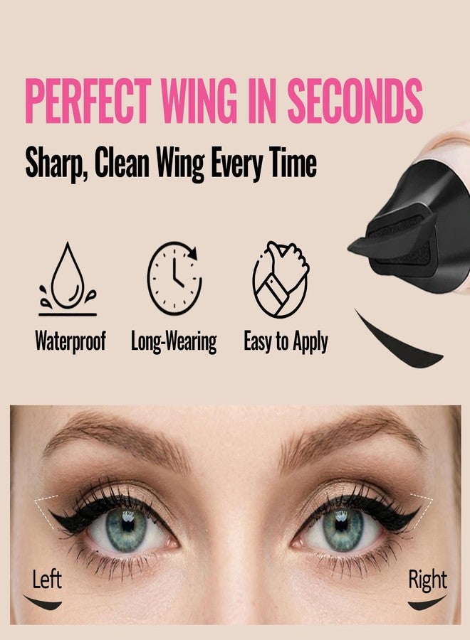 Erinde Winged Eyeliner Stamp Pen, Dual-Ended Eyeliner Stamp Wingliner, L/R Symmetry Cat Eye Makeup Tool, Quick-Dry, Long-Lasting, Smudge-Proof Rotating Eye Liner Stamp for Beginners, Black - Image 3