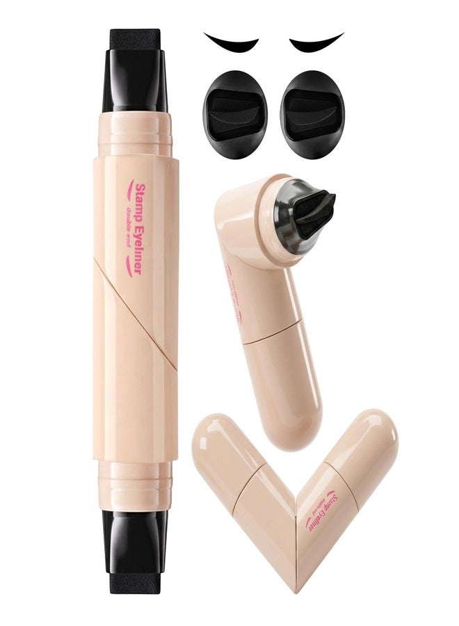 Erinde Winged Eyeliner Stamp Pen, Dual-Ended Eyeliner Stamp Wingliner, L/R Symmetry Cat Eye Makeup Tool, Quick-Dry, Long-Lasting, Smudge-Proof Rotating Eye Liner Stamp for Beginners, Black - Image 1