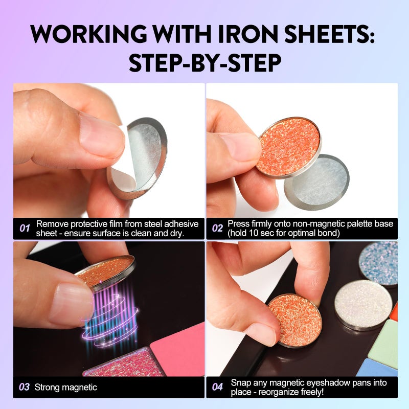 SZDYM Strong 4 Layers Empty Magnetic Palette Book Palette+1pcs Makeup Depotting Spatula+50pcs Round Metal Stickers+50pcs Square Metal Stickers - Image 4