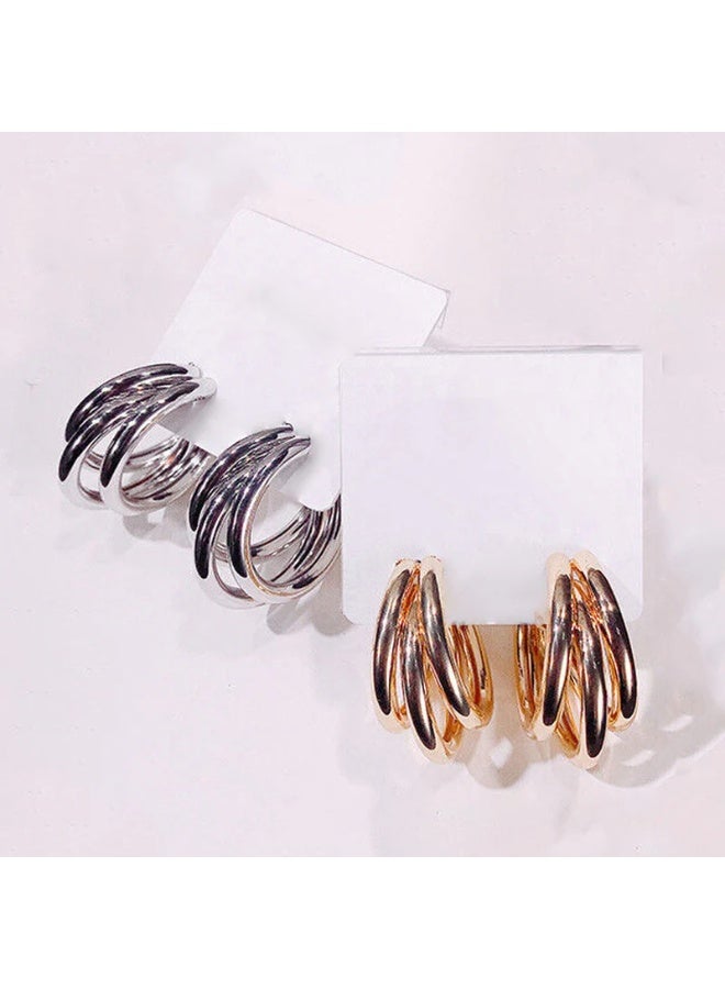 Osluxe Gold & Silver Plated Contemporary Hoop Earrings for Women – Anti-Tarnish, Waterproof (OSL109) - Image 3