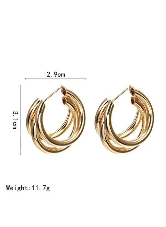 Osluxe Gold & Silver Plated Contemporary Hoop Earrings for Women – Anti-Tarnish, Waterproof (OSL109) - Image 5