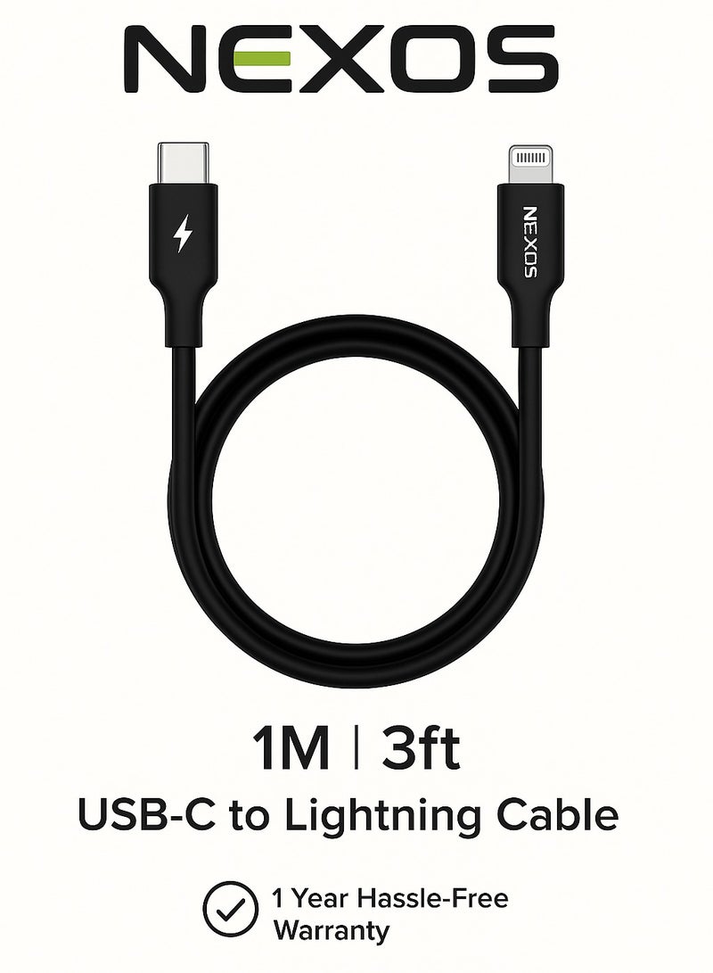 NEXOS C to Lightning Cable [MFI certified] 1m Fast Charge & Data Sync - Image 1