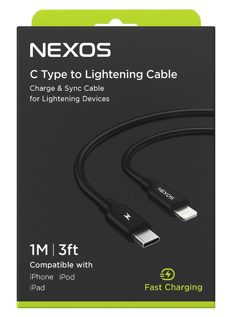 NEXOS C to Lightning Cable [MFI certified] 1m Fast Charge & Data Sync - Image 2