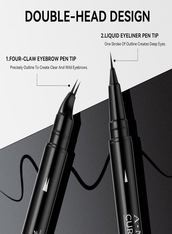 UOCK Eyebrow pencil, 2-in-1 dual-ended liquid eyebrow pencil, eyeliner, for naturally hair-like brows, waterproof eyebrow makeup. (02#TEA BROWN) - Image 5