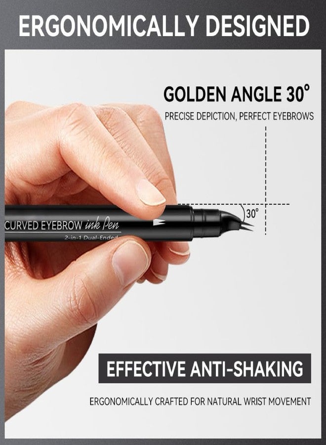 UOCK Eyebrow pencil, 2-in-1 dual-ended liquid eyebrow pencil, eyeliner, for naturally hair-like brows, waterproof eyebrow makeup. (02#TEA BROWN) - Image 4