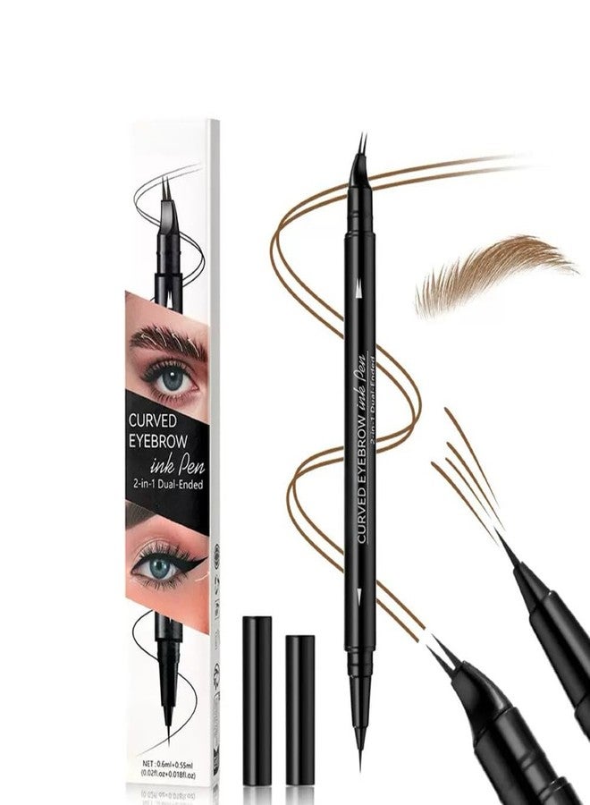 UOCK Eyebrow pencil, 2-in-1 dual-ended liquid eyebrow pencil, eyeliner, for naturally hair-like brows, waterproof eyebrow makeup. (02#TEA BROWN) - Image 1