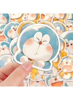 Generic 96 Watercolor Doraemon Stickers Cute Cartoon Animation Stickers Decorate Diy Wall Desktop Hand Account-Color:Grab - Sharing Special Pack [96 Sheets] Cute Blue Cat D-100 Model Can Be Diyed In Various Ways [add 1 Storage Box] Super Cute Watercolor Painting Blue Fatty  - Image 5
