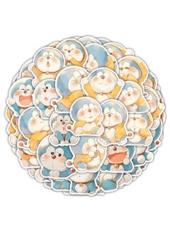Generic 96 Watercolor Doraemon Stickers Cute Cartoon Animation Stickers Decorate Diy Wall Desktop Hand Account-Color:Grab - Sharing Special Pack [96 Sheets] Cute Blue Cat D-100 Model Can Be Diyed In Various Ways [add 1 Storage Box] Super Cute Watercolor Painting Blue Fatty  - Image 1