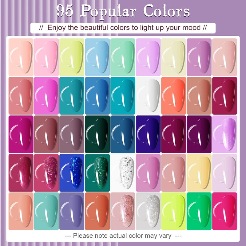 JODSONE Gel Nail Polish Starter Set 100 Pieces Multi-color Gel Nail Polish Nail Salon Home Use In Shine - Image 3