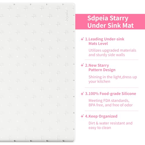Sdpeia Under Sink Mat 22"×14" Waterproof Silicone Cabinet Liner & Sink Protector for Kitchen & Bathroom, Multi-Purpose Organizers Tray for Pets, Laundry, Cat Litter Mat, White - Image 3