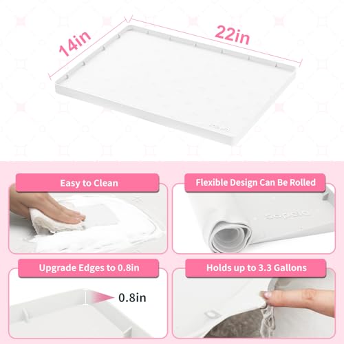 Sdpeia Under Sink Mat 22"×14" Waterproof Silicone Cabinet Liner & Sink Protector for Kitchen & Bathroom, Multi-Purpose Organizers Tray for Pets, Laundry, Cat Litter Mat, White - Image 5