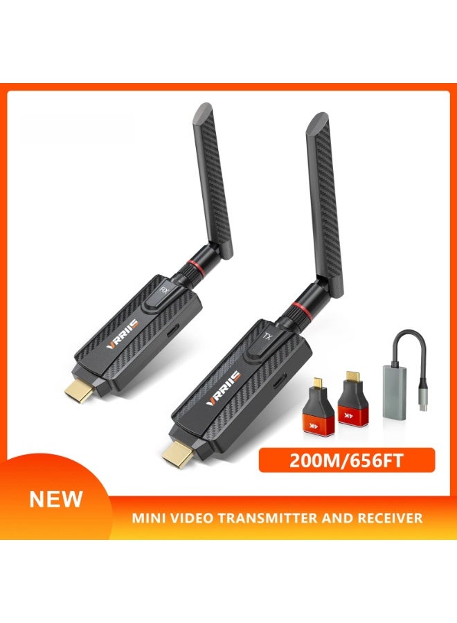 مجموعة موسع HDMI لاسلكي، جهاز إرسال واستقبال فيديو عالي الدقة، دونجل عكس الشاشة 200 متر - Image 1