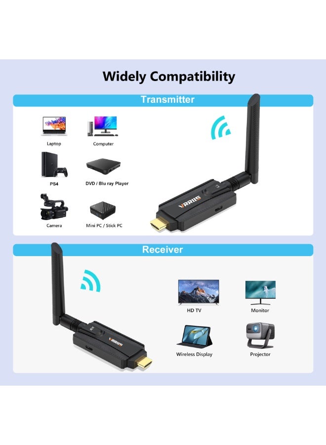 مجموعة موسع HDMI لاسلكي، جهاز إرسال واستقبال فيديو عالي الدقة، دونجل عكس الشاشة 200 متر - Image 3