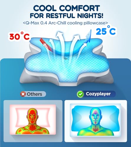 Cozyplayer Effective Pain Relief Cervical Neck Pillow for Sleeping, Ergonomic Cooling Side Sleeper Pillow for Neck Support, Odorless Contour Memory Foam Pillows, Bed Pillow for Stomach Back Sleeper - Image 4
