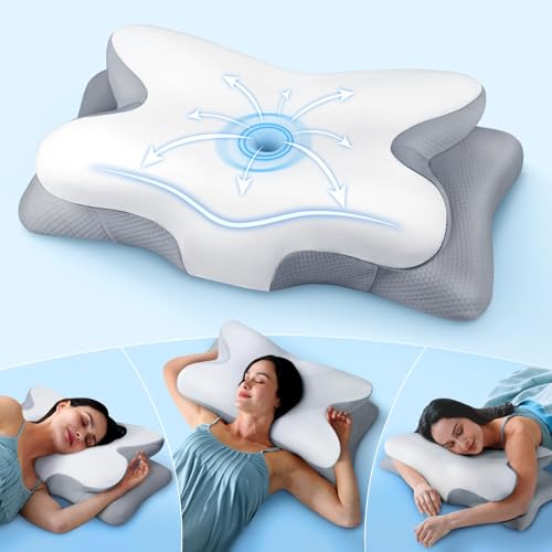 Cozyplayer Effective Pain Relief Cervical Neck Pillow for Sleeping, Ergonomic Cooling Side Sleeper Pillow for Neck Support, Odorless Contour Memory Foam Pillows, Bed Pillow for Stomach Back Sleeper - Image 1