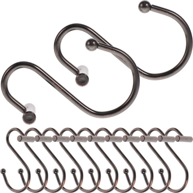 Metal Sliding Shower Curtain Hooks 12 Pack S Shaped Rust Resistant Bathroom Hangers - Image 2