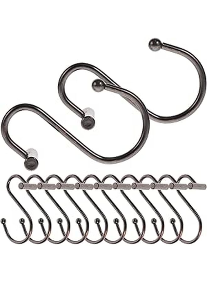 Metal Sliding Shower Curtain Hooks 12 Pack S Shaped Rust Resistant Bathroom Hangers - Image 1