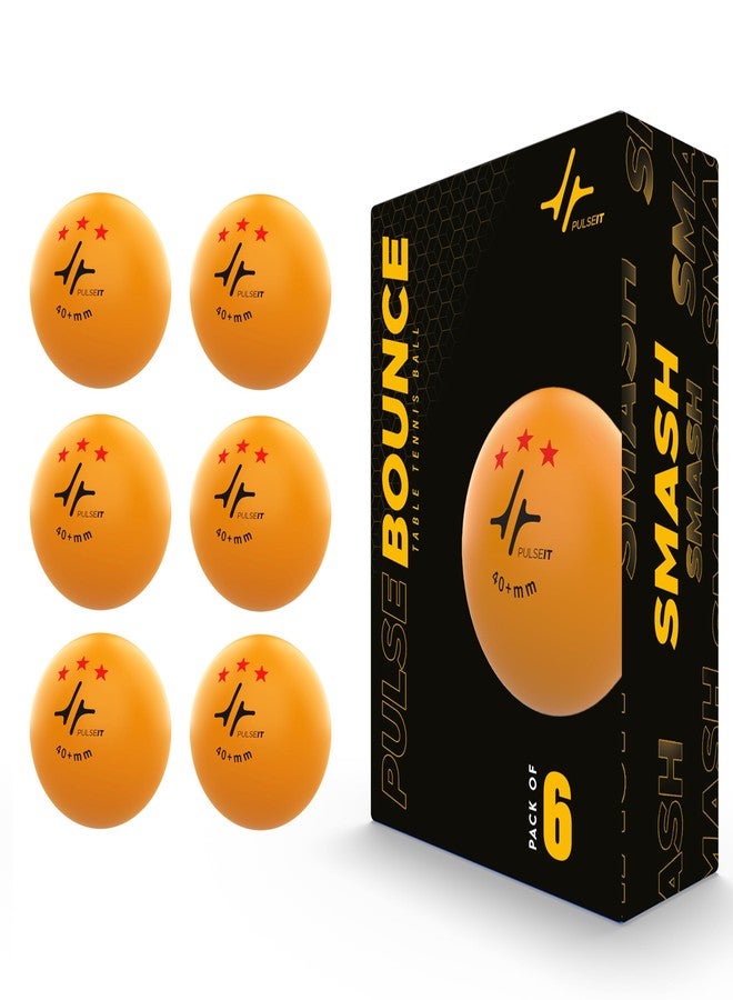 PulseITBounce - High Performance Table Tennis Balls, 40+ for Professional Matches, 3-Star Ping Pong Balls for Kids & Adults Training, Durable ABS Plastic (Orange) (Pack of 6) - Image 1