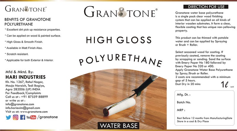 GRANOTONE Water-Based Wood Varnish for Finishing & Restoration, Crystal Clear Polyurethane Wood Varnish for Interior & Exterior Use, and Resin Art, Works on Stained & Unfinished Surfaces, Glossy, 1 L - Image 3