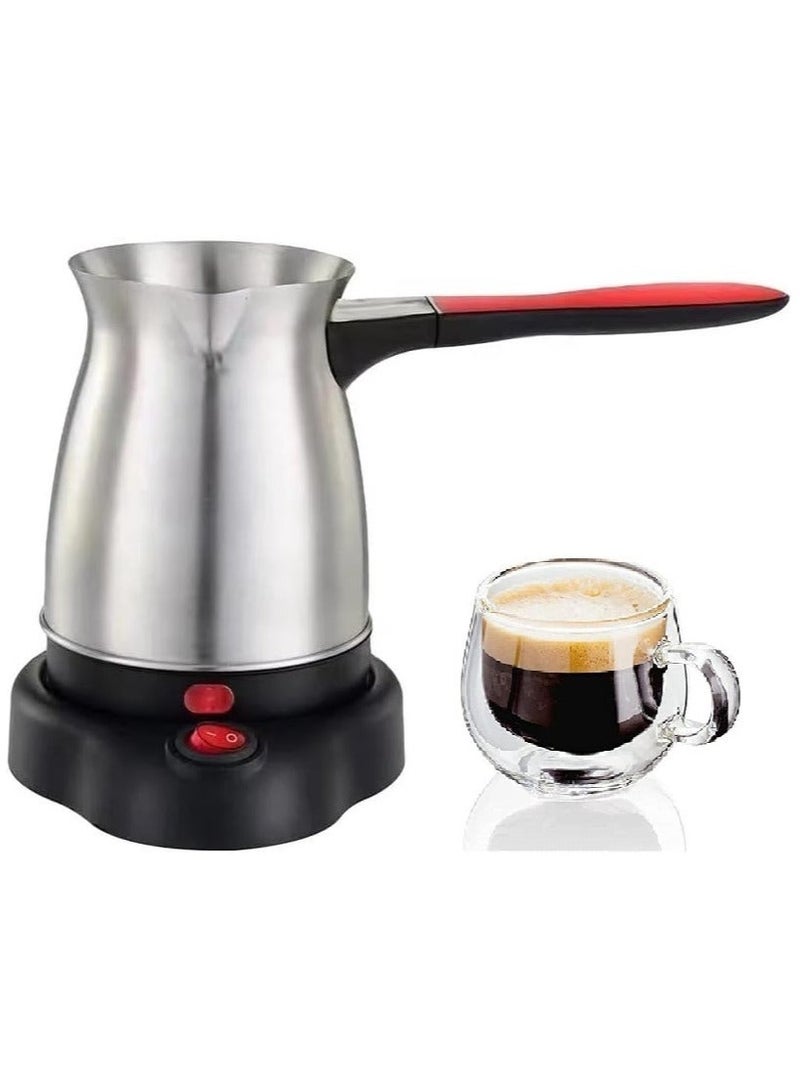 Electric Stainless Steel Coffee Kettle, 600ml Capacity, Stainless Steel, Slim Spout, Home Milk Boiler, Matte Finish, LED Light, 220V, 600W - Image 1