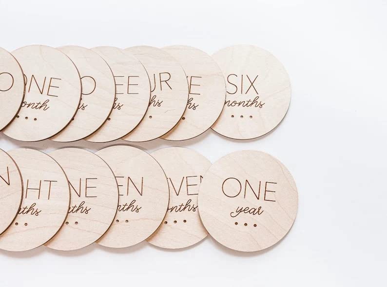 Haoser Monthly Baby Photoshoot Items,Milestone Cards For New Born Wooden,Baby Milestone Cards, Baby Photo Props, Wizard Gift, Baby Shower Gift,12 Count - Image 1