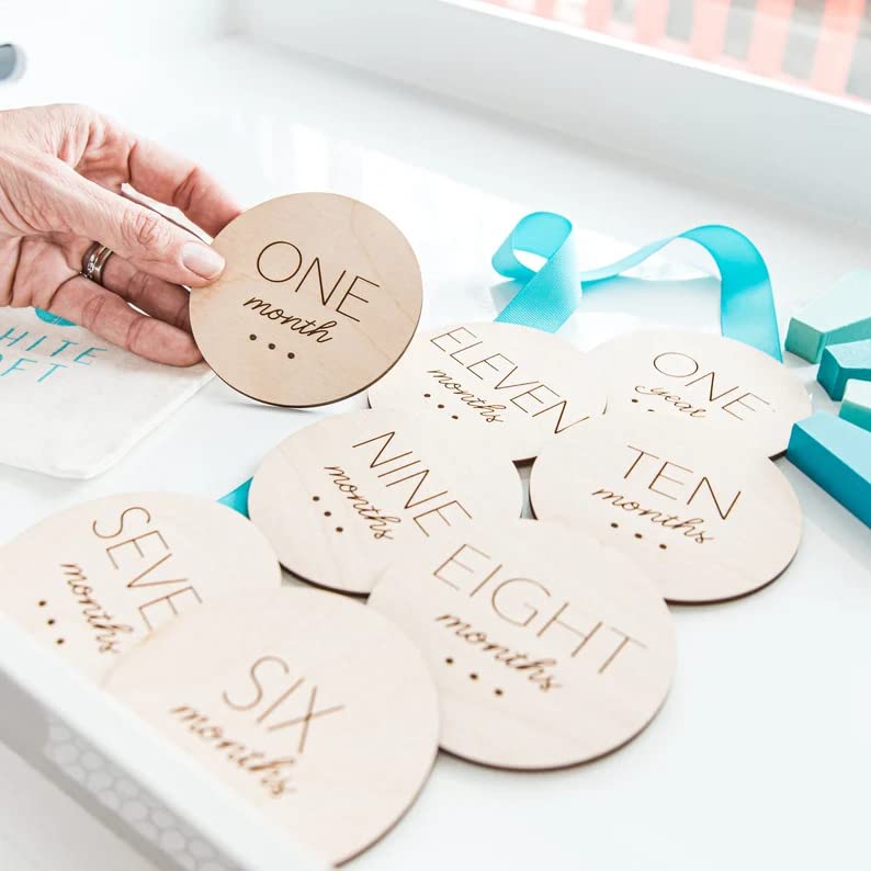 Haoser Monthly Baby Photoshoot Items,Milestone Cards For New Born Wooden,Baby Milestone Cards, Baby Photo Props, Wizard Gift, Baby Shower Gift,12 Count - Image 2