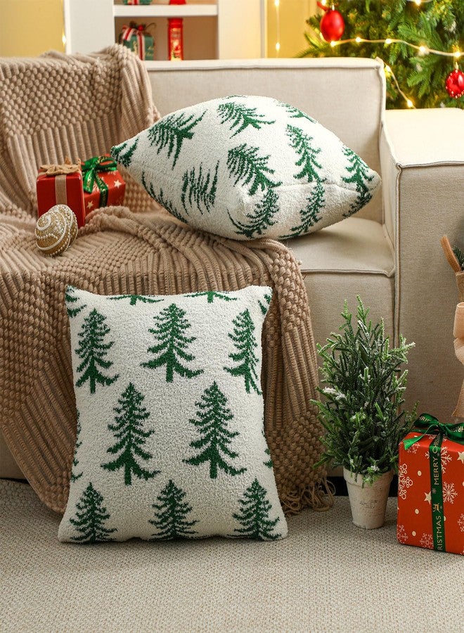 Tegeme Christmas Pillow Covers 18x18 Inch Set of 2 Soft Cozy Xmas Decoration Fuzzy Plush Reversible Throw Cushion Cover Pillowcase Winter Holiday Decor Gifts for Home Sofa Bed(Green,Christmas Tree) - Image 4