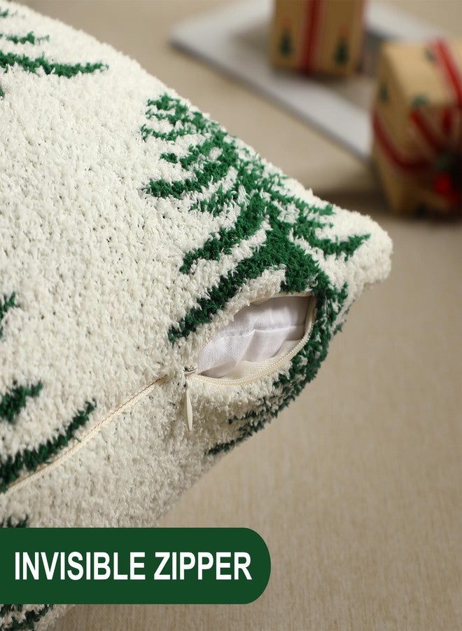 Tegeme Christmas Pillow Covers 18x18 Inch Set of 2 Soft Cozy Xmas Decoration Fuzzy Plush Reversible Throw Cushion Cover Pillowcase Winter Holiday Decor Gifts for Home Sofa Bed(Green,Christmas Tree) - Image 2