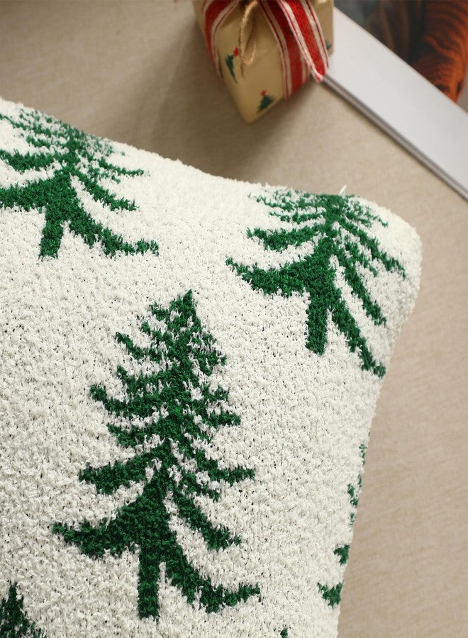 Tegeme Christmas Pillow Covers 18x18 Inch Set of 2 Soft Cozy Xmas Decoration Fuzzy Plush Reversible Throw Cushion Cover Pillowcase Winter Holiday Decor Gifts for Home Sofa Bed(Green,Christmas Tree) - Image 3