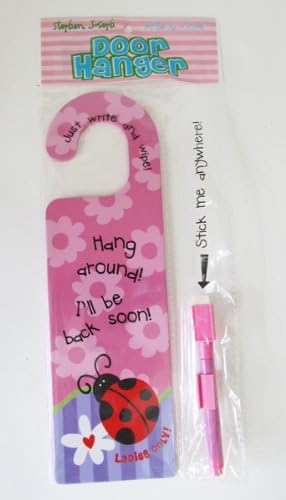 Stephen Joseph Girls Room Pink Write  Wipe Ladybug Door Hanger