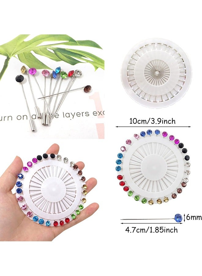HY 30 Pcs Hijab Pins, Colorful Crystal Rhinestone Pins, Scarf Pins, Brooch Pins, Shawl Sweater Cardigan Safety Pins, Wedding Pins Sewing Snag-Free Pins - Image 2