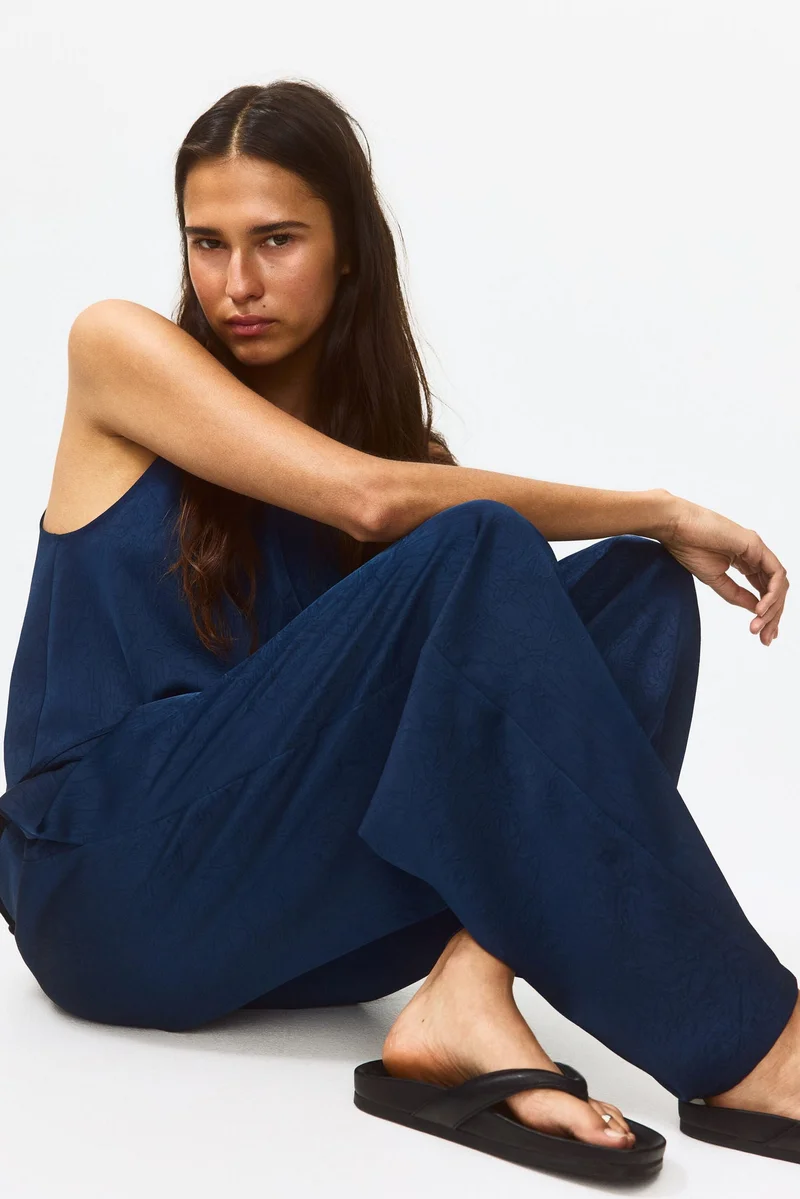 H&M Crinkled satin trousers