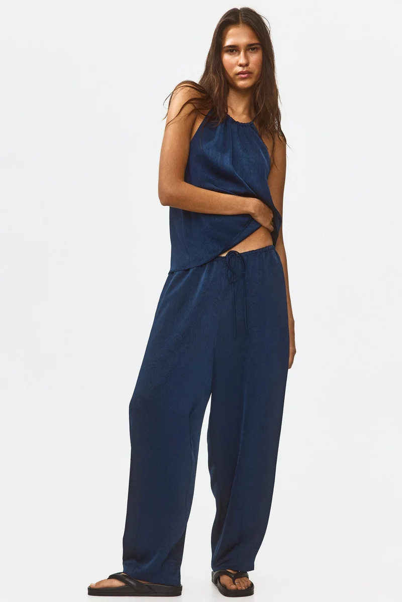 H&M Crinkled satin trousers