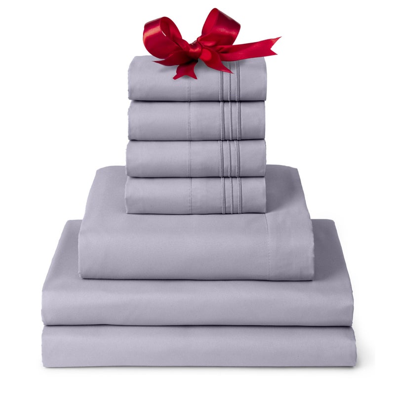 ميلاني Mellanni Iconic Split Slege Set - صفائح سرير من 7 قطع (بما في ذلك 4 وسادة) مقاس 16 بوصة جيب سهل العناية بألواح تبريد ناعمة إضافية. - Image 1