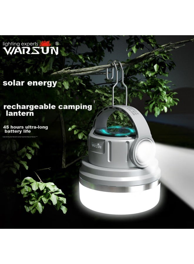 Warsun Warsunes06 Camping Light, Solar-powered Rechargeable Lamp, Outdoor Tent Light, Emergency Equipment, Hanging Light, Power Outage, Home Use  - Image 1
