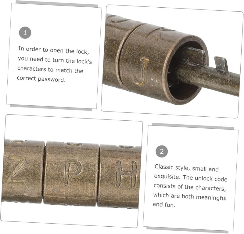 Antique Chinese Style Zinc Alloy Password Padlock For Cabinet Jewelry Box Portable Durable - Image 4