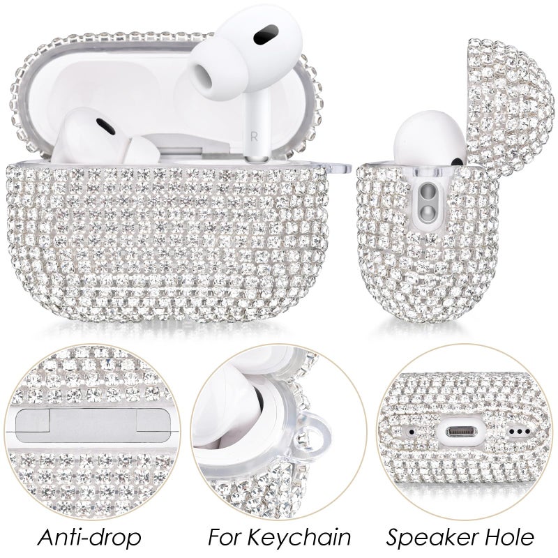 VISOOM Case for Apple Airpods Pro 3 Case Cover 2025, VISOOM Bling Jewerly Airpods iPods Pro3 Cases Cute Glitter Diamond Airpod iPod Pro3 Cases Rhinestone AirPods iPods Pro 3rd Gen Cas with Keychain for Women - Image 5