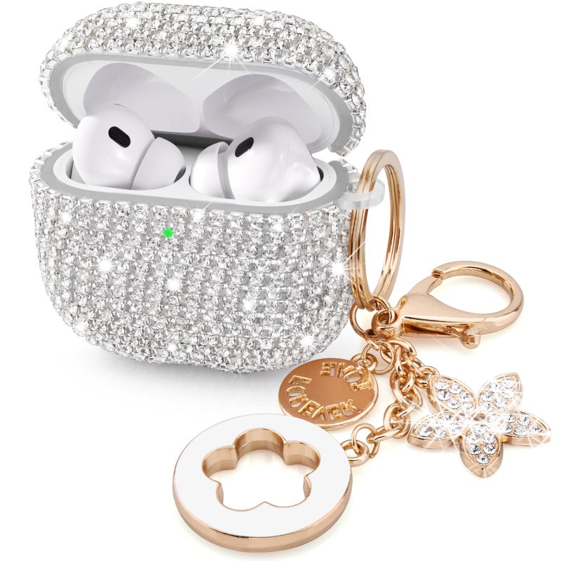 VISOOM Case for Apple Airpods Pro 3 Case Cover 2025, VISOOM Bling Jewerly Airpods iPods Pro3 Cases Cute Glitter Diamond Airpod iPod Pro3 Cases Rhinestone AirPods iPods Pro 3rd Gen Cas with Keychain for Women - Image 1