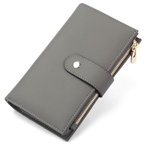 yiijay Women's Wallet RFID Blocking Leather Trifold Clutch Wallet Credit Card Holder Ladies Travel Wallet Purse with Pen Holder - Image 1